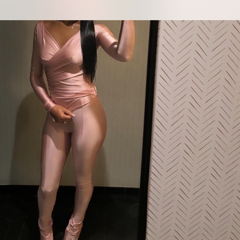Sleek Pink Satin Jumpsuit